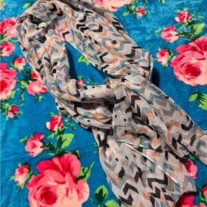 Stylish Chevron Scarf - Black, Gray, and Orange